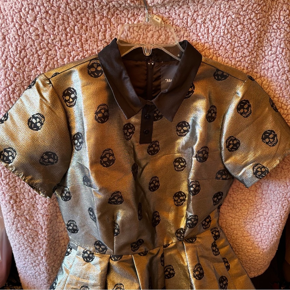 Modcloth Gold and Black Skull Dress